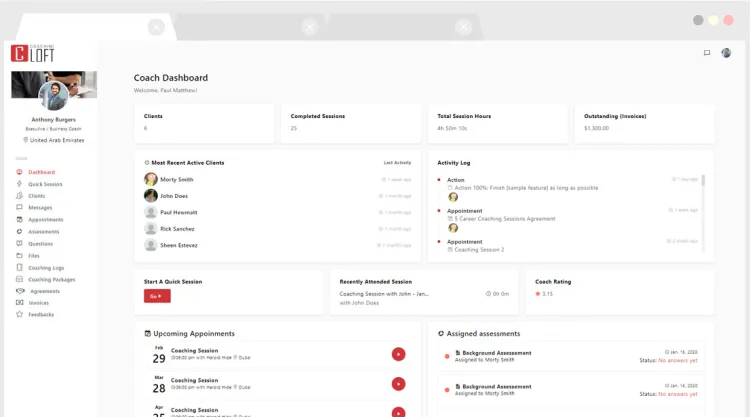 Coaching Loft  Screenshot of the Online Coaching Software Platform - Review 2023