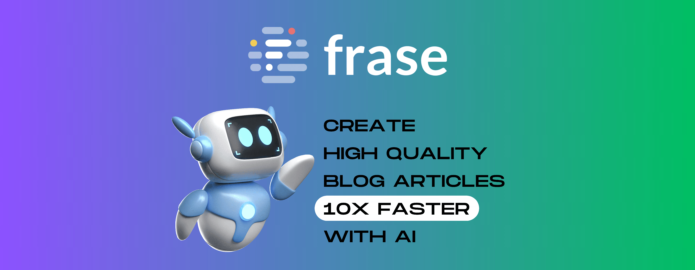 Frase AI review demo content creation banner - decorative