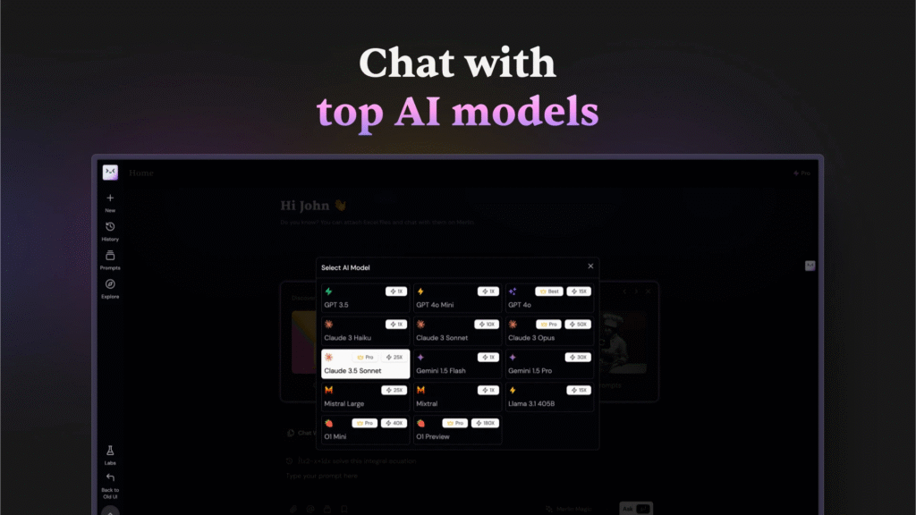 Merlin AI Model Options Image