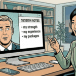 Decorative banner image for the coaching language audit showing a coach in a discovery call with a prospect