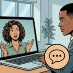 Illustration of a coach at a laptop surrounded by simple icons for a microphone, a chat bubble, and a calendar, representing the small set of AI tools coaches actually use